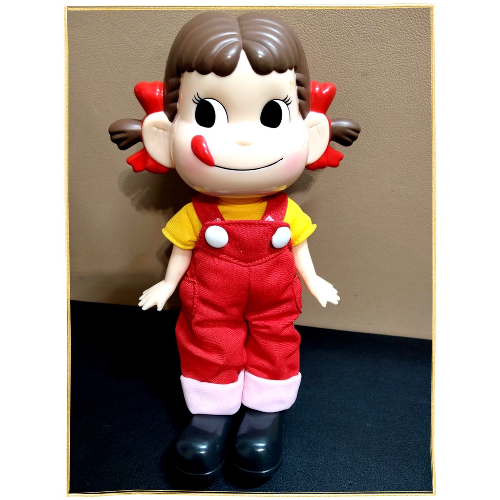 日本帶回早期正版絕版二手現貨無盒-FUJIYA不二家PEKO牛奶妹可動人形公仔玩偶-高約20公分