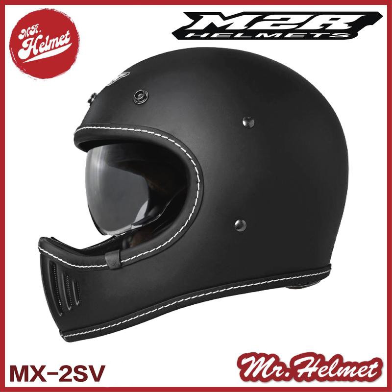 【安全帽先生】M2R 安全帽 山車帽 MX-2SV 素色 消光黑 全罩 MX2SV 復古安全帽 越野帽 哈雷