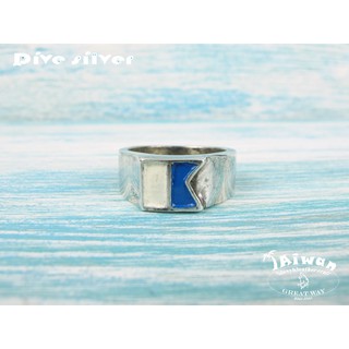 【Diving silver】925銀海洋潛水銀飾--藍白潛水旗戒指