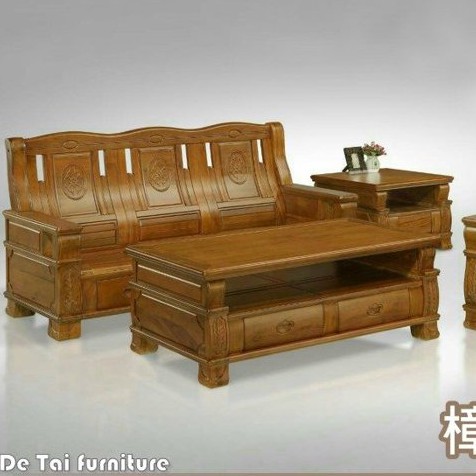 樟木全實木沙發椅 ( 1+2+3+大小茶几+腳椅X2)家具 303