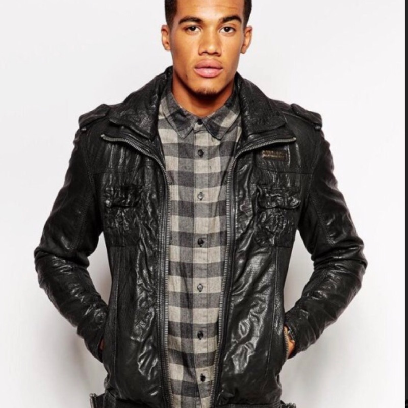 ［我最低價］Superdry Ryan leather jacket 黑色真皮皮衣 M 98%新 低價折現釋出