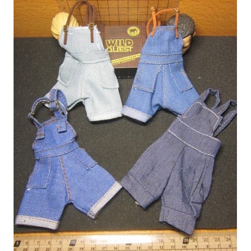 RJ5休閒部門 1/6牛仔女偶用吊帶連身短褲一件 mini模型裝備
