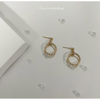 //Circles//天然石耳環·白水晶·手作飾品·可改夾·抗敏耳針·現貨·青睞工作室