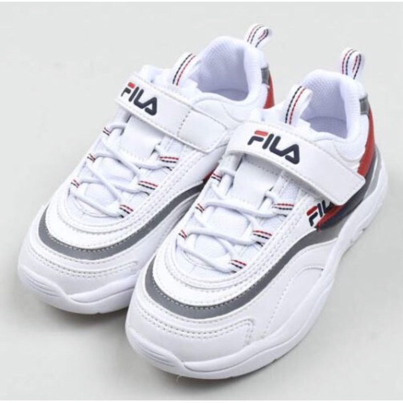 轉售 現貨 韓國代購 FILA Ray KD 老爺鞋 紅藍 銀線 老爸鞋 童鞋 大童 21號