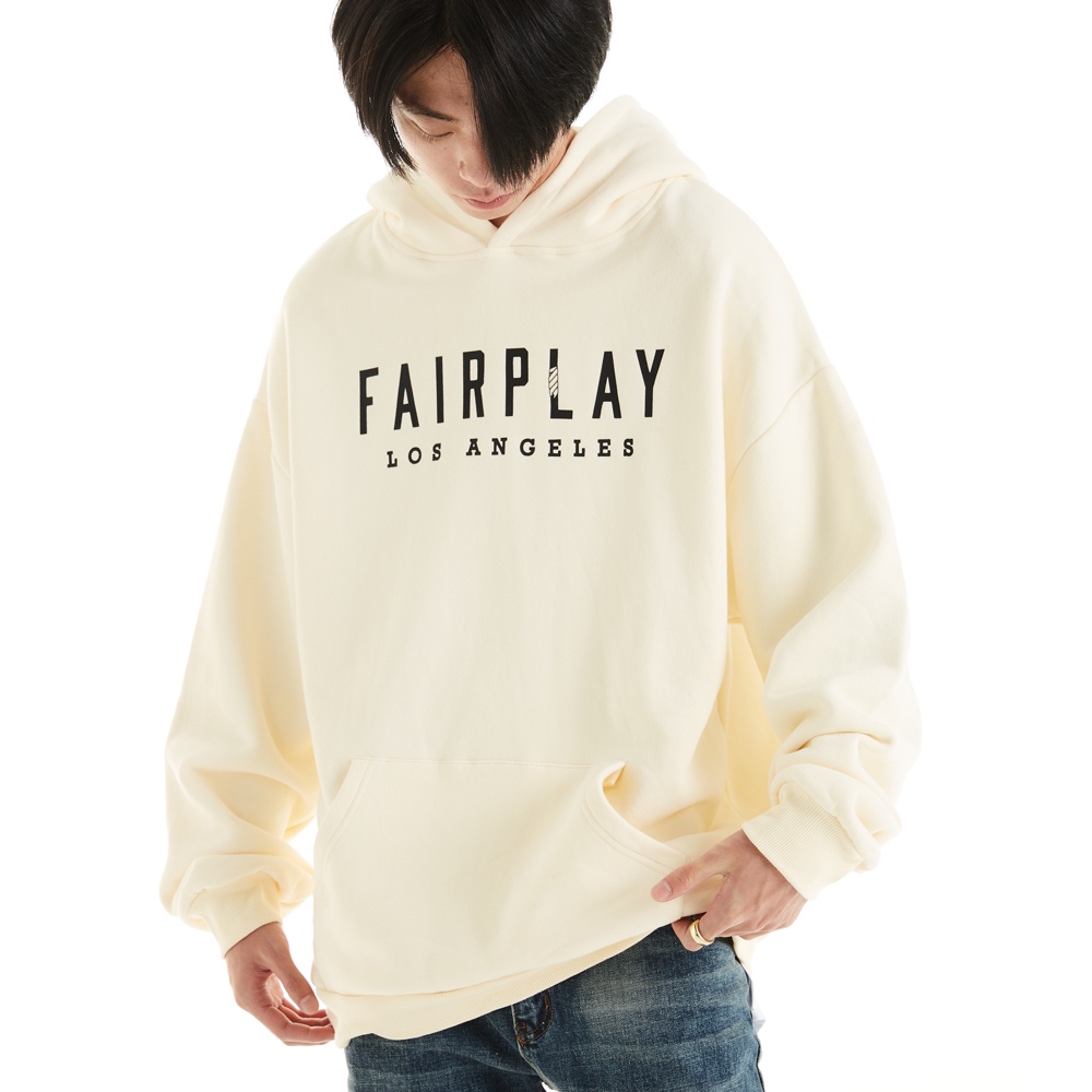 FairPlay Logo 黑/灰/米 連帽T恤 純棉 刷毛 厚磅 寬鬆 休閒 男女 美牌 上衣 長袖 帽衫 F/W