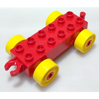 【得寶Duplo】紅色 2x6 連結車 車底 汽車 車子 底盤 交通工具 大顆粒 積木 [樂高玩家★正版LEGO]