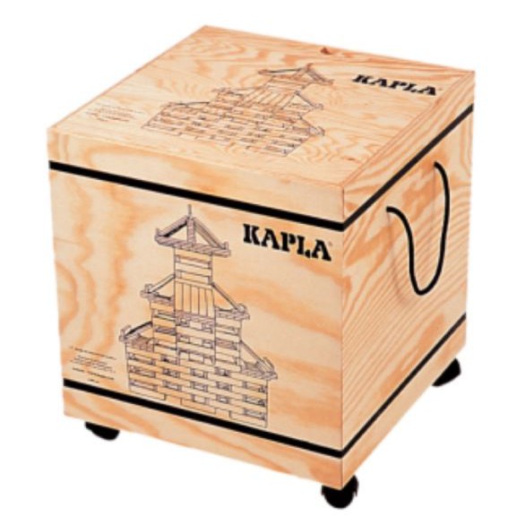 【KAPLA 精靈積木】原木積木盒 1000PCS 含輪木箱 贈20形狀積木