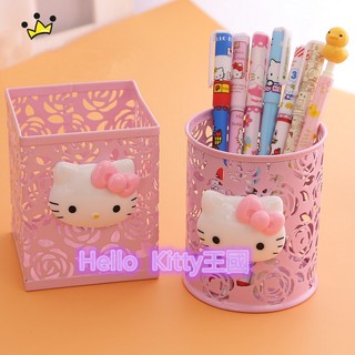 HELLO KITTY 日韓創意文具鏤空筆筒卡通可愛多功能桌面筆筒學生辦公收納盒化妝收納