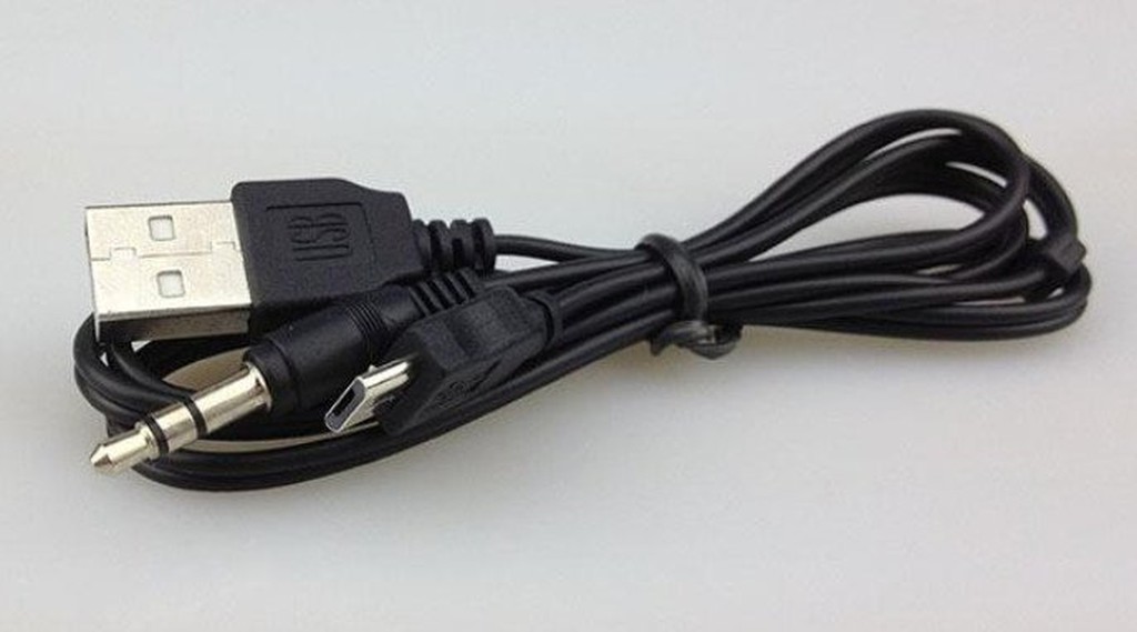 台南 (音源孔) micro usb轉3.5mm公 耳機孔/USB公 一對二 充電線/音源線 (黑)