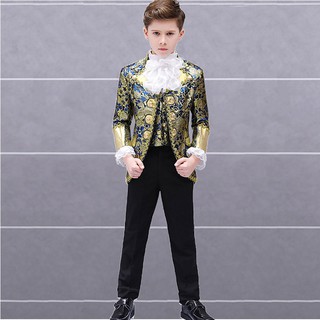 維多利亞時代王子國王服裝兒童男孩正式禮服套裝高貴復古西裝外套宮廷夾克萬聖節兒童外套皇家