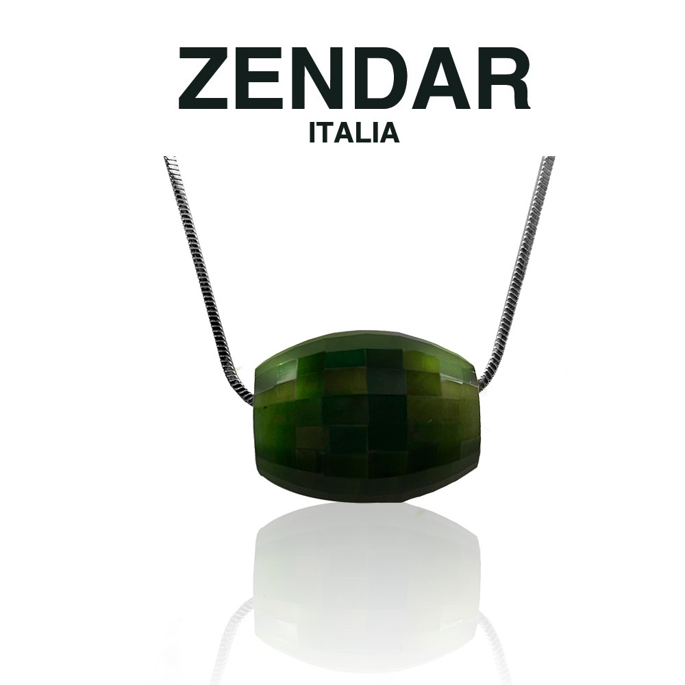 【ZENDAR】頂級 北美碧玉 角度鼓 墜鍊 16x18mm (Z6004)