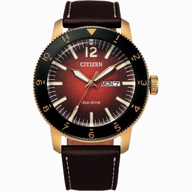 CITIZEN 星辰 AW0079-13X GENT'S 光動能日期腕錶/橙面 43.5mm