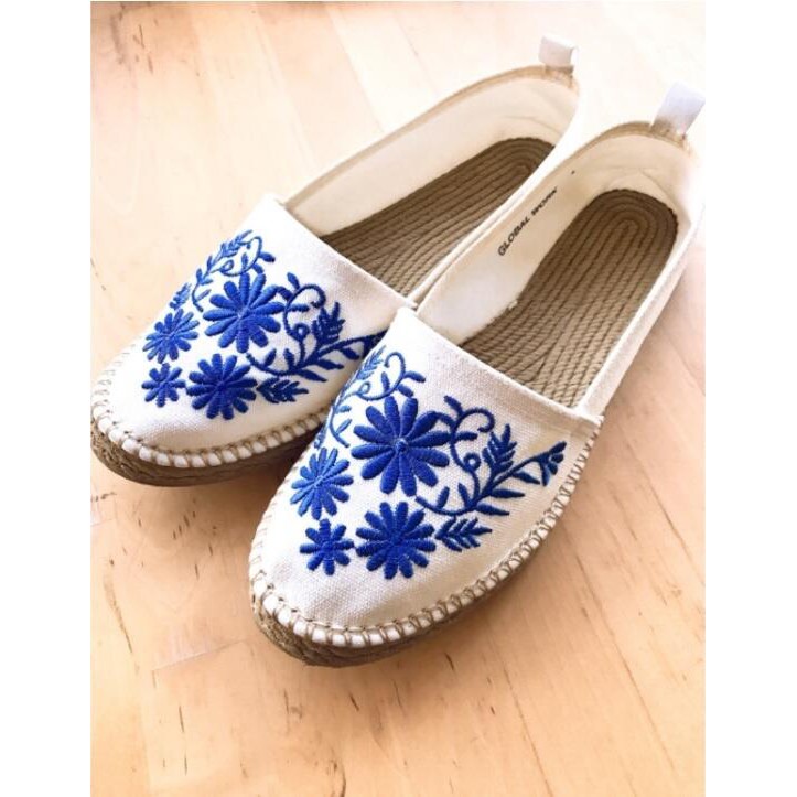 全新日貨global Work 典雅刺繡草編鞋編織鞋懶人鞋 蝦皮購物