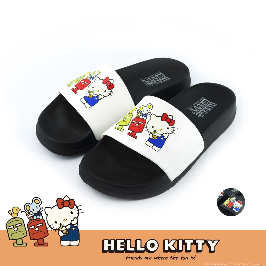 HELLO KITTY艾樂跑女鞋-台灣主題輕量涼拖鞋-黑/白(922006)