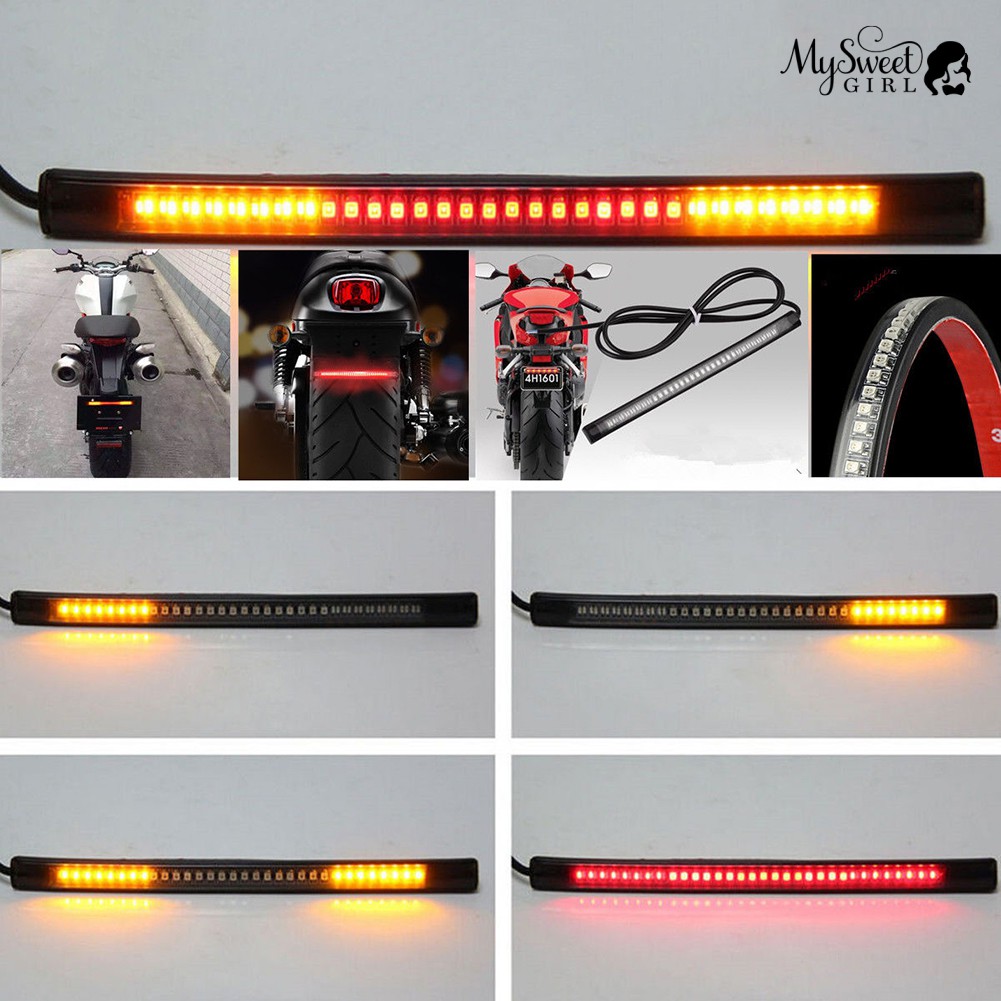 ☺新品優惠♫ 免運48SMD摩托車刹車燈 通用燈條LED刹車燈轉向燈行車燈套管防水尾燈