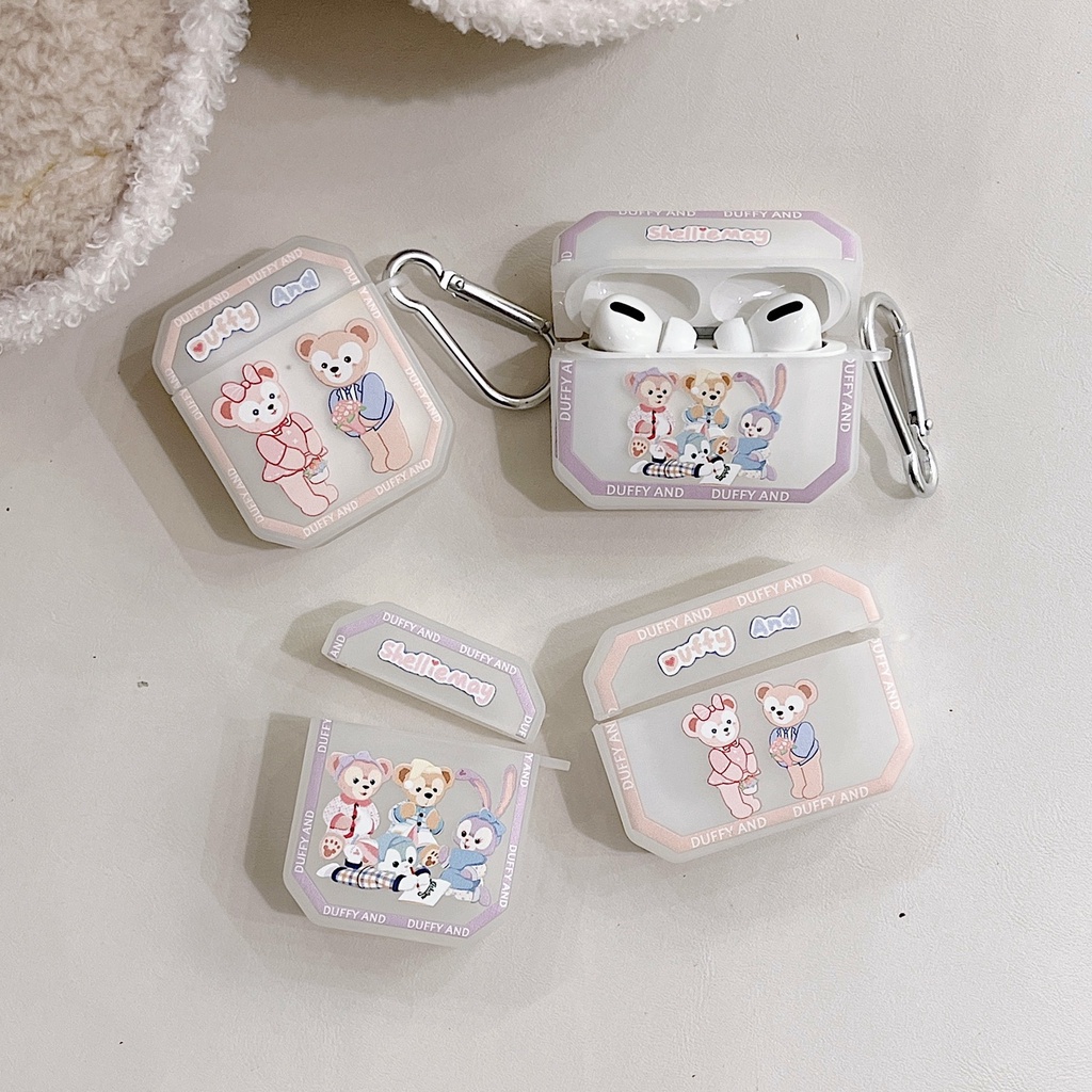 新款耳機殼保護套 AirPods Pro 防摔保護殼 AirPods 1代2代3代卡通可愛熊帶掛扣A