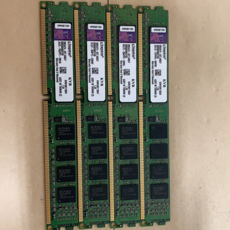 金士頓 kingston DDR3 1600 4G 單面 記憶體 2支ㄧ組