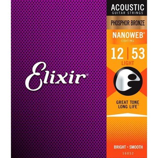 Elixir NANOWEB 16052 (12-53) 薄膜 防鏽 磷青銅 木吉他弦 民謠吉他弦 [唐尼樂器]