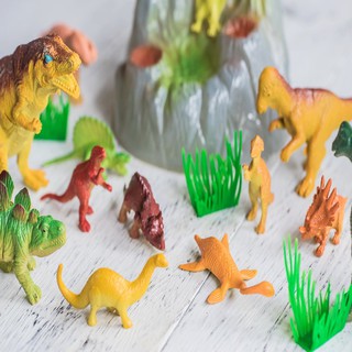 恐龍玩具 恐龍 家家酒 迷你家家酒 侏儸紀公園 恐龍模型 暴龍 迅猛龍 14入套餐(含石頭)