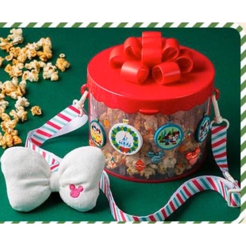 小艾代購 迪士尼 聖誕 米奇米妮 透明 爆米花桶 蝴蝶結 2019 禮物盒