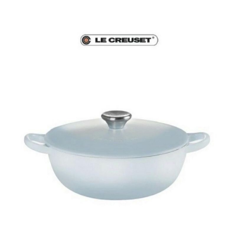 Le Creuset 琺瑯鑄鐵媽咪鍋 24cm(海岸藍-鋼頭-內鍋黑)