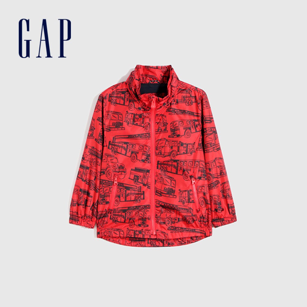 Gap 男幼童裝 童趣拉鍊式防曬連帽外套-紅色(681568)