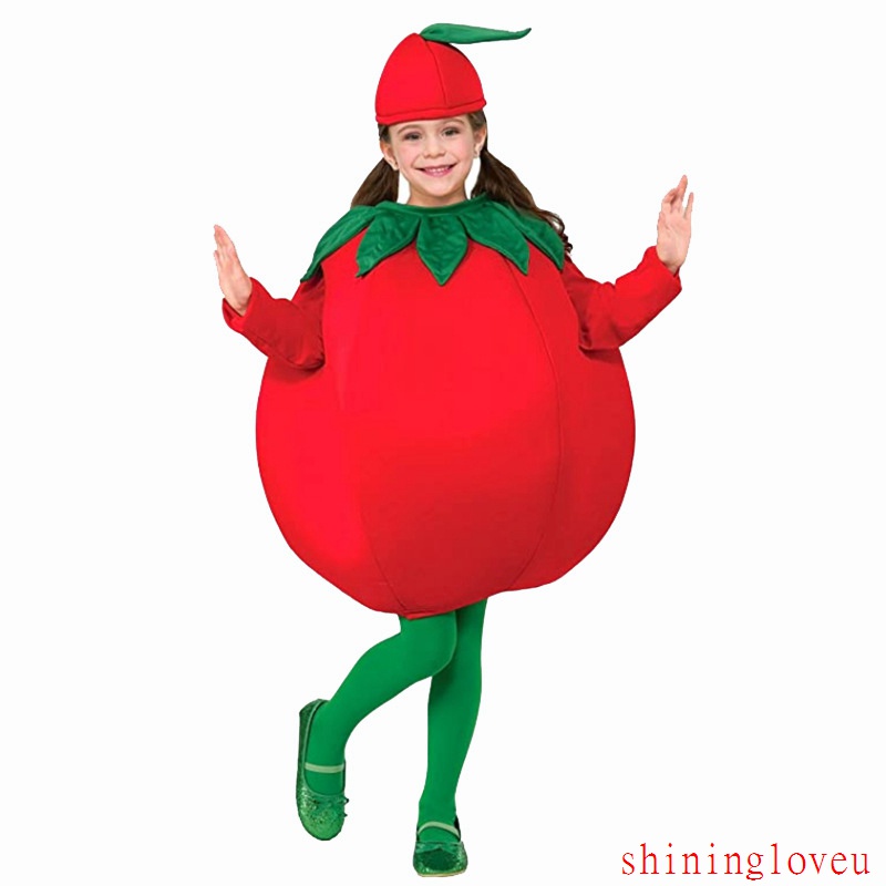【現貨】聖誕節兒童cos小西紅柿造型蔬菜兒童服裝萬聖節服裝飾cosplay角色扮演服 幼稚園表演服水果蔬菜服裝造型服