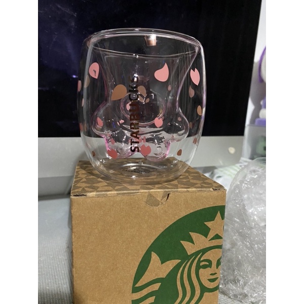 Starbucks 星巴克 櫻花 貓抓 雙層 玻璃杯 無外盒