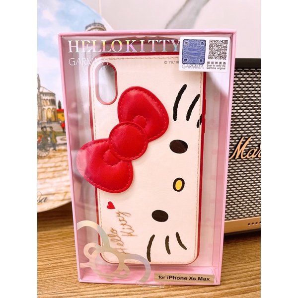 Hello Kitty 大臉皮革Garmma 正版 iPhone XS Max 手機殼 (二手）