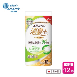 日本大王elleair 抑臭+天然淨味捲筒衛生紙潔淨12捲入 (清雅微香型)