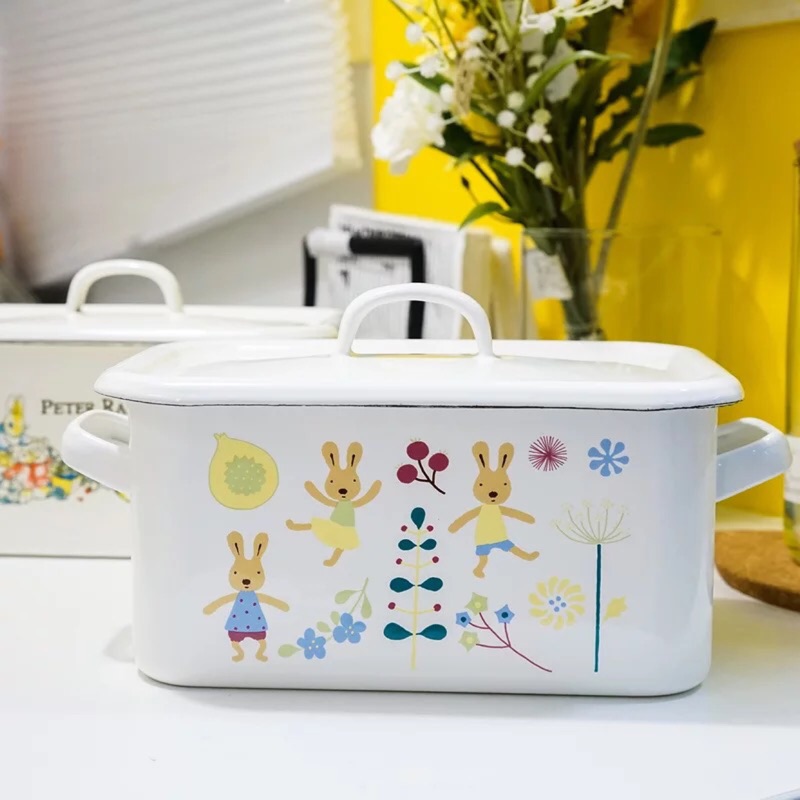 【預購】砂糖兔加厚3.5L 琺瑯麵包盒 收納盒 零食收納 麵包盒 收納盒