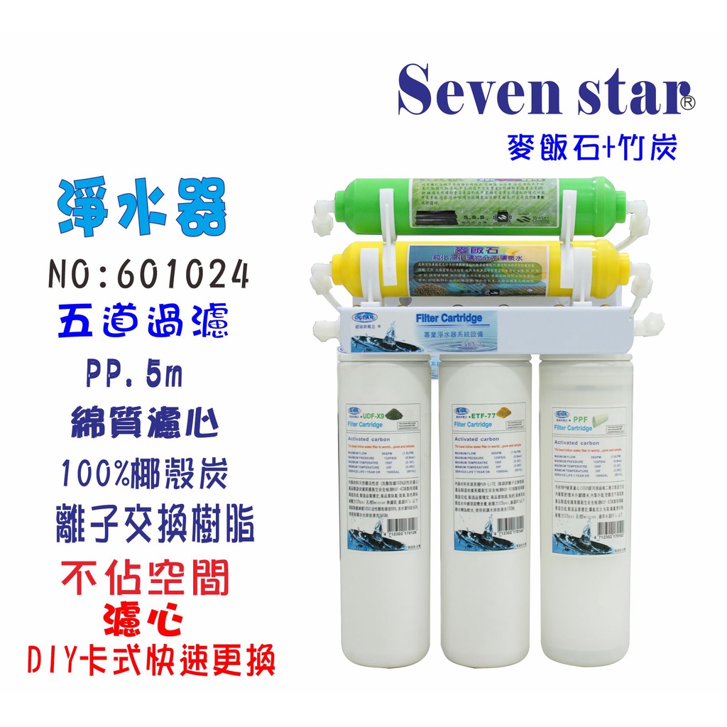 【Seven star淨水網】淨水器卡式五管過濾器DIY快速更換濾心貨號 601024