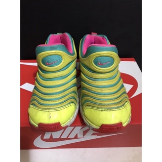 二手 Nike 毛毛蟲 中古 女童鞋 螢光綠粉色 US 3Y 22cm