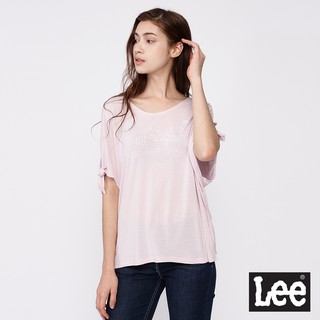 Lee 袖口綁袋LOGO寬版短袖T恤 女 粉紅 Modern LL2000079RW