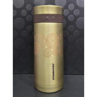 絕版 STARBUCKS 星巴克 2012 龍年 金色不鏽鋼濾壓杯隨行杯(10oz)