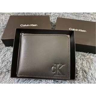 Sc-實體店面🔥質感款 Calvin Klein CK LOGO烙印 素黑 多層 卡片夾 零錢袋 短夾 禮盒