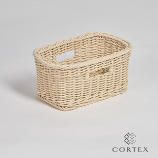 CORTEX 收納籃 仿藤籃 寬方型W29 米白色