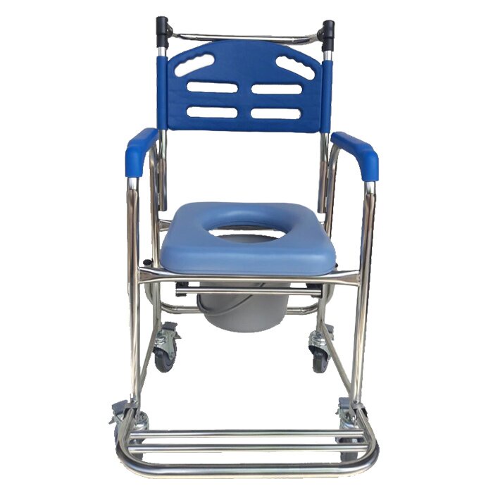 【海夫健康生活館】行健 鋁合金 固定扶手 便盆椅 塑背款 洗澡椅 附輪(A-A135)