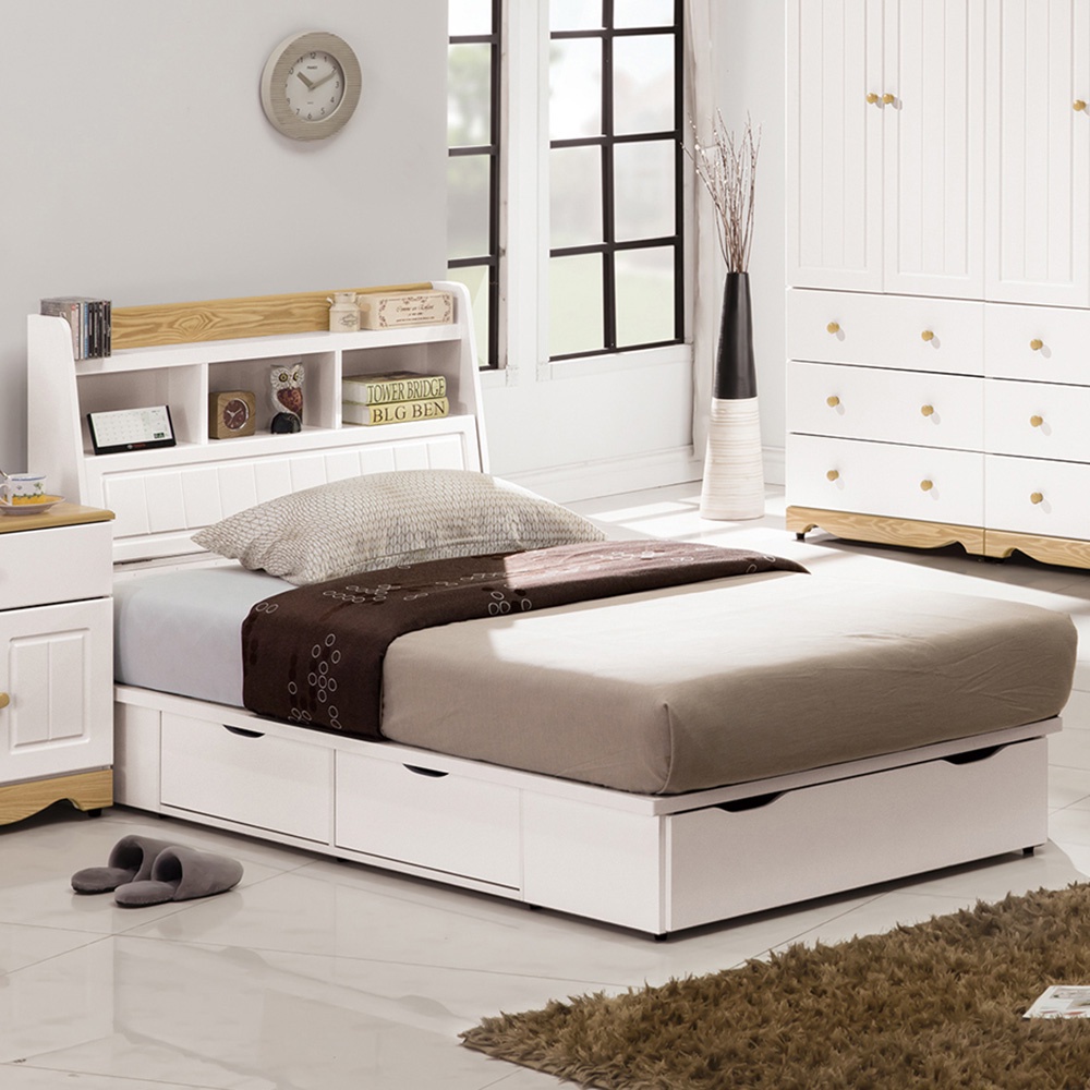 obis 床 床底 單人床底 收納床底 白色3.5尺五抽床底/單人床底抽屜