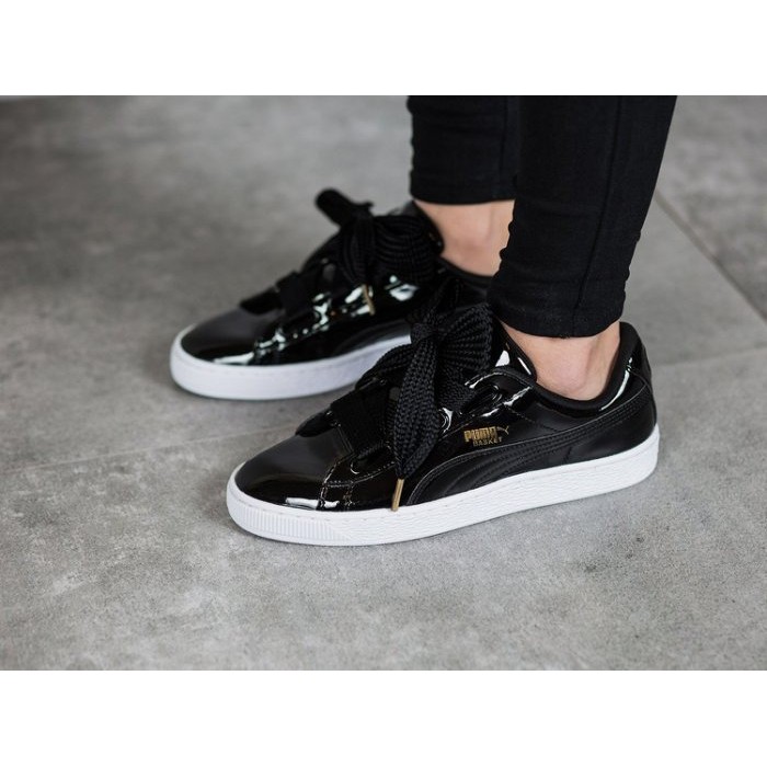 puma basket heart black patent