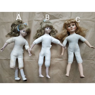 澳洲市集80年代早期古董陶瓷/塑膠手工純棉娃娃vintage金髮老娃娃