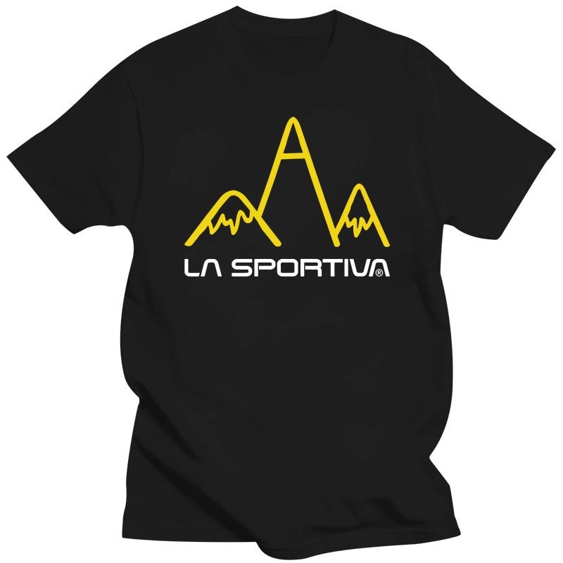男士服裝 La Sportiva Mountaineer 經典黑色印花可水洗透氣可重複使用棉質口罩男士 T 恤
