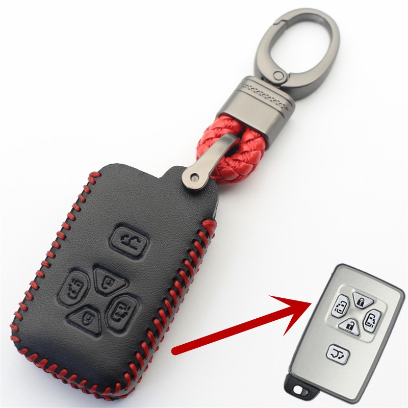 【领航汽配】真皮鑰匙扣5button智能鑰匙套，用於豐田Reiz avalon / previa 汽車