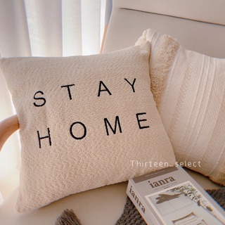 THiRTEEN拾叄家居◖Stay Home刺繡泰迪絨抱枕 沙發 靠枕 北歐Ins風 靠墊枕頭 抱枕 拾參