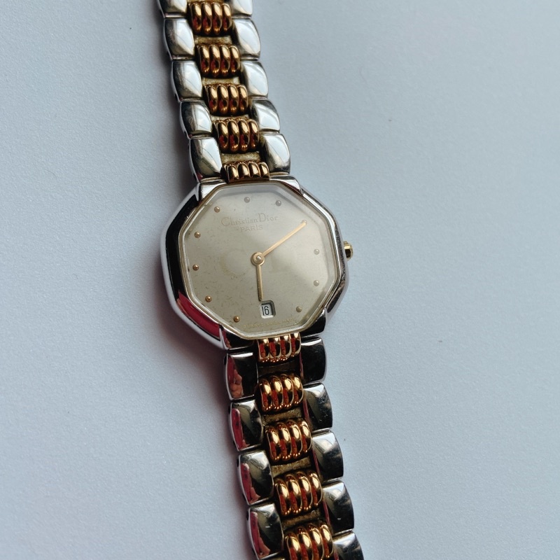 日本二手正品Christian Dior手錶 Dior半金八角手錶 Dior古董錶 Dior錶QZ DEPOSE