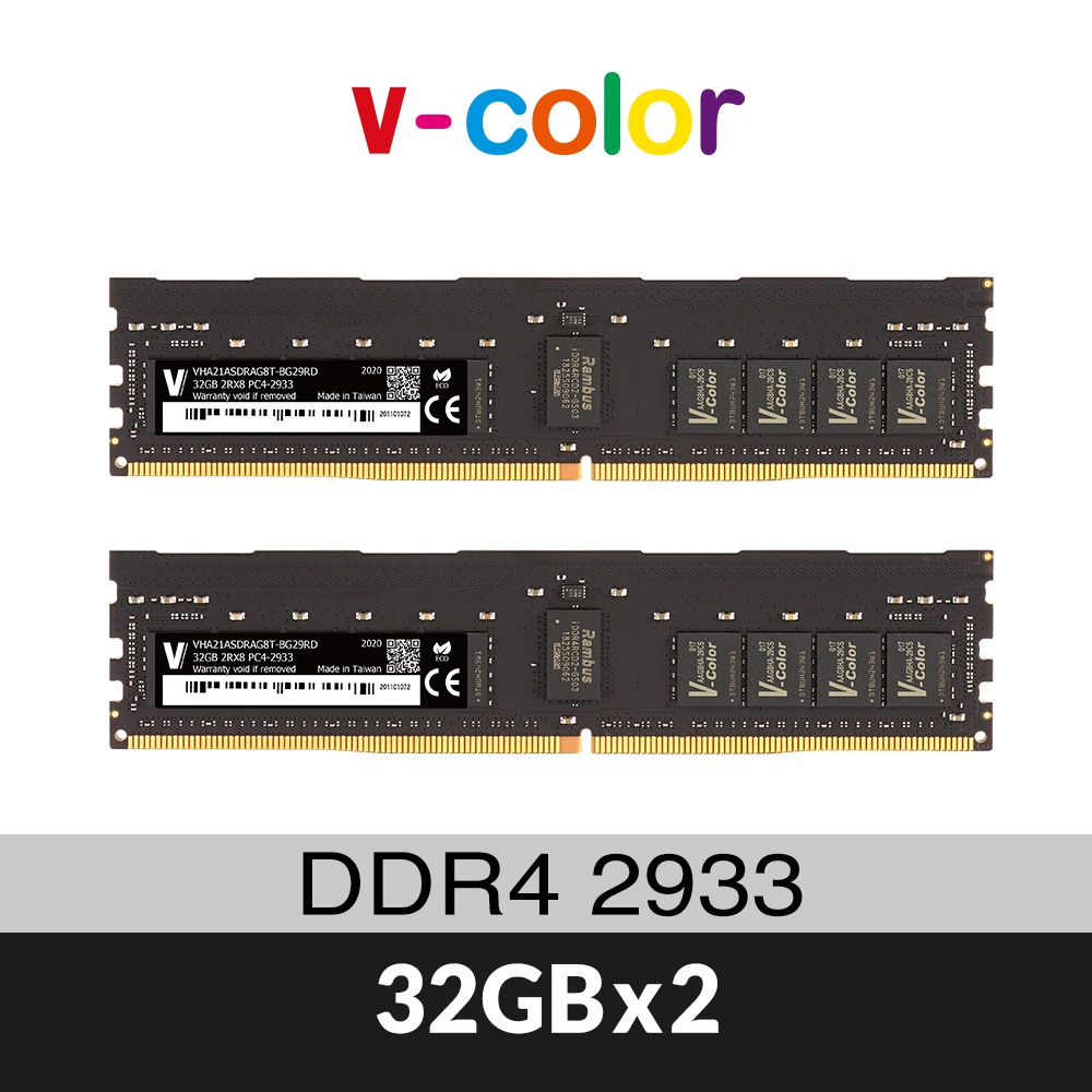 v-color全何Apple Mac Pro專用DDR4 2933 64GB(32GBX2) R-DIMM 伺服器記憶體