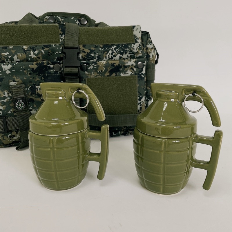 軍風手榴彈造型陶瓷馬克杯 綠/350ml 手榴彈 馬克杯 生存遊戲  保溫杯 水壺 馬克杯 水杯 茶杯 陶瓷杯 造型杯