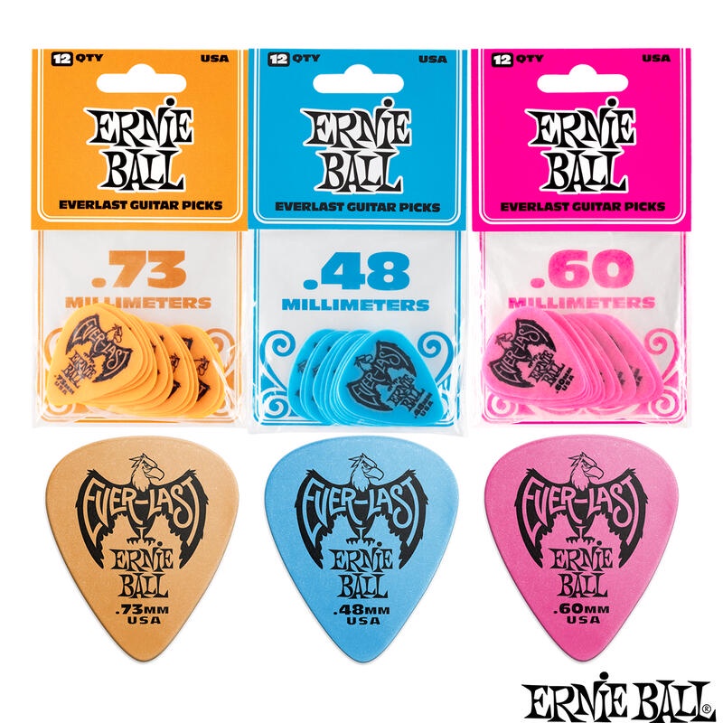 【又昇樂器】Ernie Ball EVERLAST 防滑/12片裝 Pick