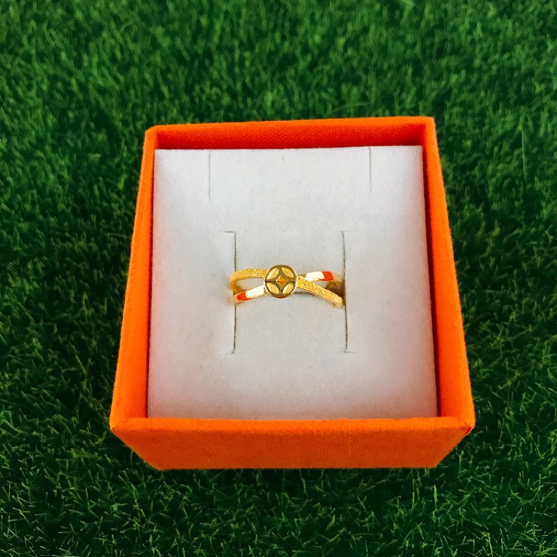 景福珠寶銀樓✨純金✨黃金戒指 古錢 亮面邊 鑽紗邊 造型 戒指