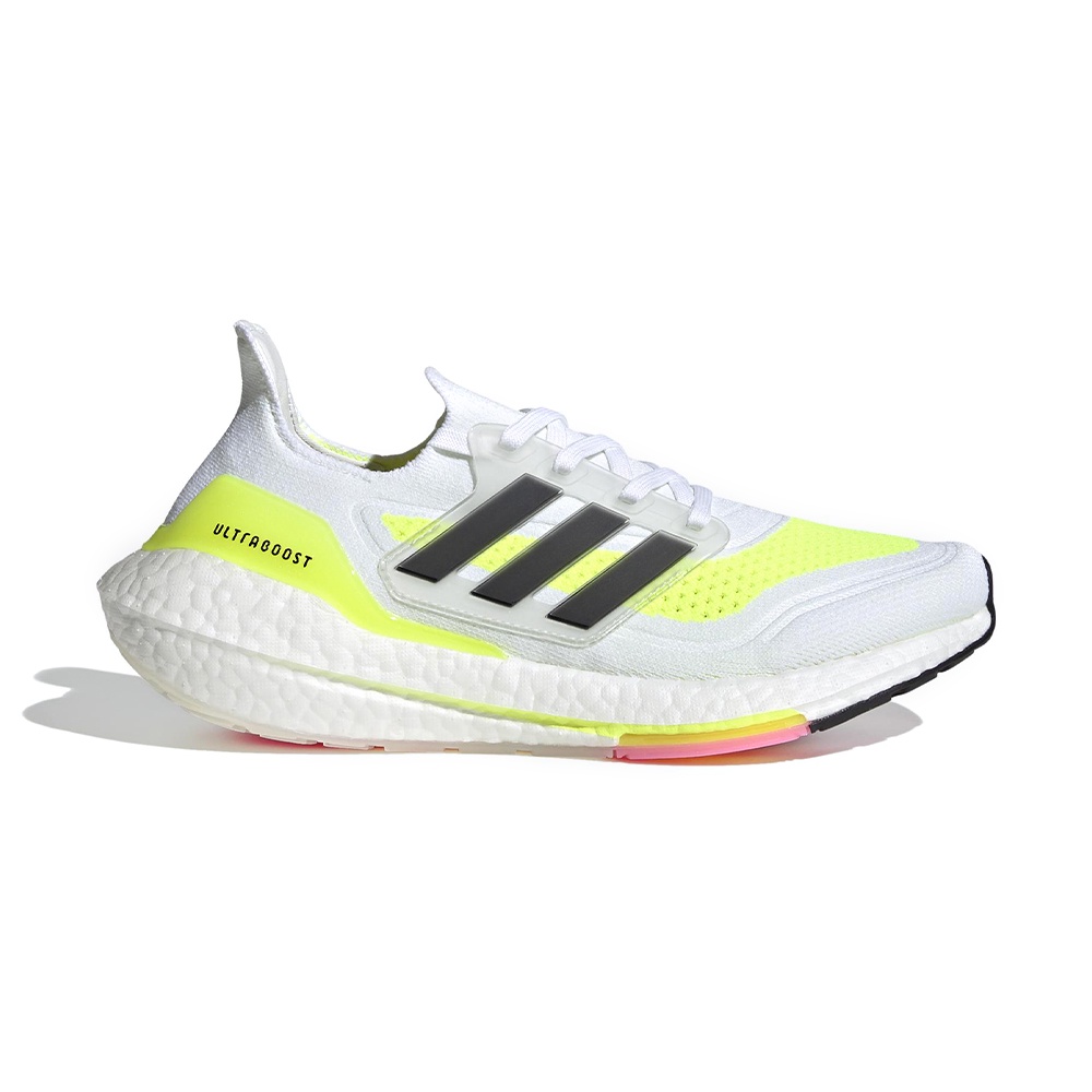 Adidas Ultraboost 21 女 白黃 緩震 透氣 輕量 舒適 運動 休閒 慢跑鞋 FY0401